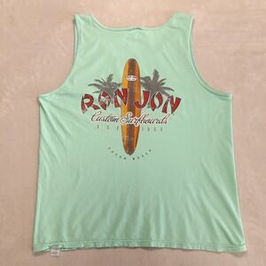 Ron Jon Mens Graphic Tank Top XL Seafoam Green Custom Surfboards Cocoa Beach